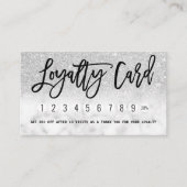 Glamoureus Modern Chique Zilver Glitter Marmer Klantenkaartje (Voorkant)