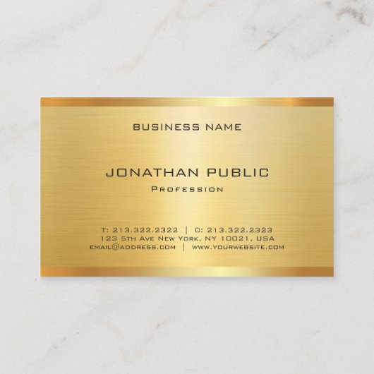 Glamoureus modern elegant Faux Gold Professional Visitekaartje (Achterkant)