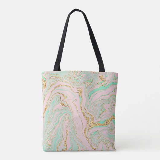 Glamoureus Modern  Roze Mint Goud Markeren Tote Bag (Achterkant)