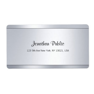 Glamoureus modern script Silver Shipping Address Etiket