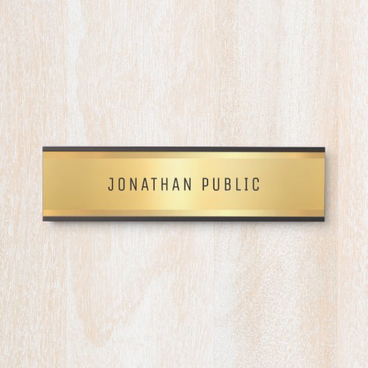 Glamoureus modern Sjabloon Trendy Black en Gold Deurbordje (Voorkant)