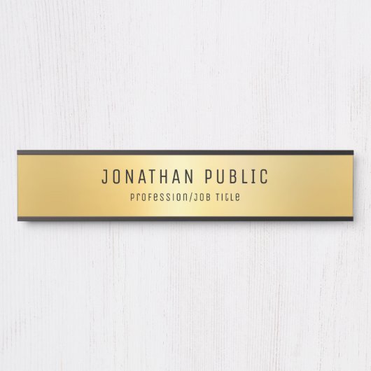 Glamoureus modern Sjabloon zwart en goudlang Deurbordje (Voorkant)