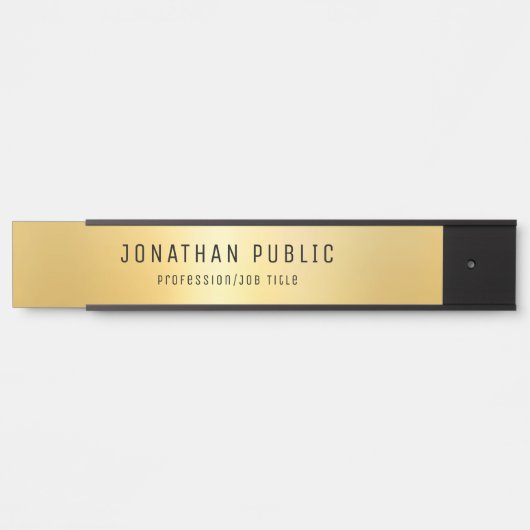 Glamoureus modern Sjabloon zwart en goudlang Deurbordje (Voorkant)