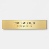 Glamoureus modern Sjabloon zwart en goudlang Deurbordje (Voorkant)