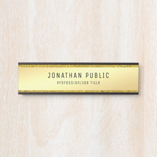 Glamoureus Moderne Gold Glitter Elegant Sjabloon Deurbordje (Voorkant)