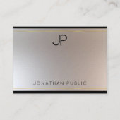 Glamoureus Moderne Monogram Gold Silver Sjabloon Visitekaartje (Voorkant)