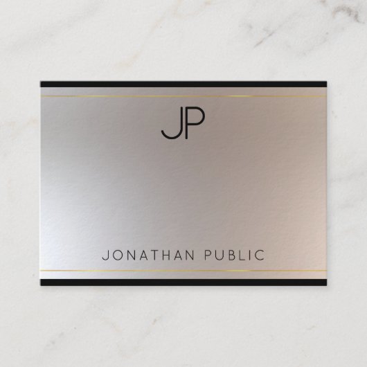 Glamoureus Moderne Monogram Gold Silver Sjabloon Visitekaartje (Voorkant)