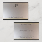 Glamoureus Moderne Monogram Gold Silver Sjabloon Visitekaartje (Voorkant / Achterkant)