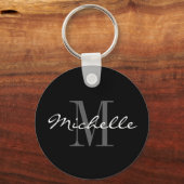 Glamoureus monogram sleutelhanger op zwart-witte n (Voorkant)