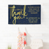 Glamoureus Navy Gold Heel groot Dank je Spandoek (Insitu)