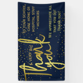 Glamoureus Navy Gold Heel groot Dank je Spandoek (Verticaal)