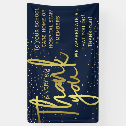 Glamoureus Navy Gold Heel groot Dank je Spandoek (Verticaal)