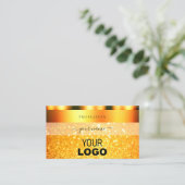 Glamoureus Oranje Sparkle Glitter Add Logo Shimmer Visitekaartje (Staand voorkant)