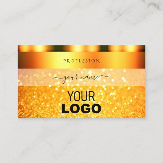 Glamoureus Oranje Sparkle Glitter Add Logo Shimmer Visitekaartje (Voorkant)
