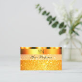 Glamoureus Oranje Sparkle Glitter Monogram Shimmer Visitekaartje (Staand voorkant)