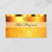 Glamoureus Oranje Sparkle Glitter Monogram Shimmer Visitekaartje (Voorkant)