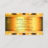 Glamoureus Oranje Sparkle Glitter Stars Monogram Visitekaartje (Achterkant)