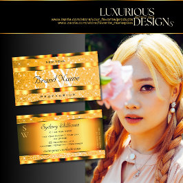 Glamoureus Oranje Sparkle Glitter Stars Monogram Visitekaartje