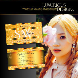 Glamoureus Oranje Sparkle Glitter Stars Monogram Visitekaartje