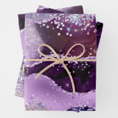 Glamoureus Paars en Roze faux Glitter Agate Inpakpapier Vel (In situ)