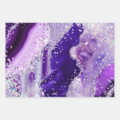 Glamoureus Paars en Zilver Faux Glitter Agate Inpakpapier Vel (Voorkant 3)