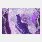 Glamoureus Paars en Zilver Faux Glitter Agate Inpakpapier Vel (Voorkant)