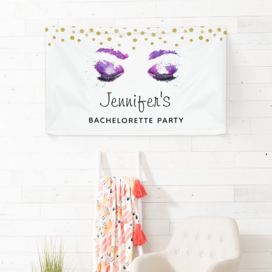 Glamoureus Paars Eyes Waterverf Bachelorette Spandoek (Insitu)