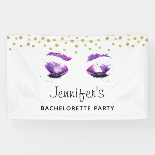 Glamoureus Paars Eyes Waterverf Bachelorette Spandoek (Horizontaal)