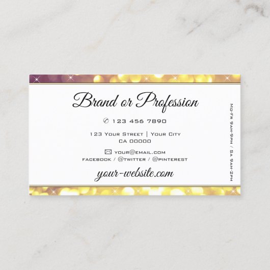 Glamoureus Paars Glitter Sparkle Stars White Visitekaartje (Achterkant)