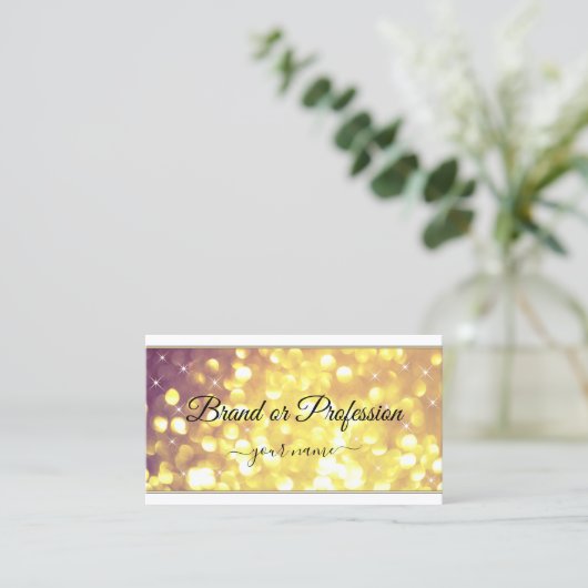 Glamoureus Paars Glitter Sparkle Stars White Visitekaartje (Staand voorkant)