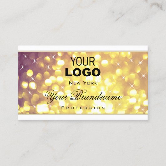 Glamoureus Paars Glitter Stars Logo White Visitekaartje (Voorkant)