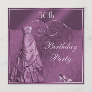 Glamoureus Paarse Ball Gown 50th Birthday Party Kaart