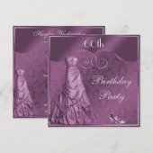 Glamoureus Paarse Ball Gown 60th Birthday Party Kaart (Voorkant / Achterkant)