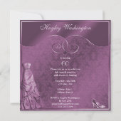 Glamoureus Paarse Ball Gown 60th Birthday Party Kaart (Achterkant)