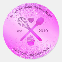 Glamoureus Paarse Glitter Bakkerij Dessert gebak Ronde Sticker