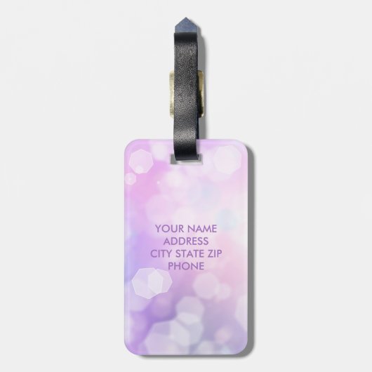 Glamoureus Paarse Sparkle Bokeh - Monogrammen Bagagelabel (Achterkant verticaal)
