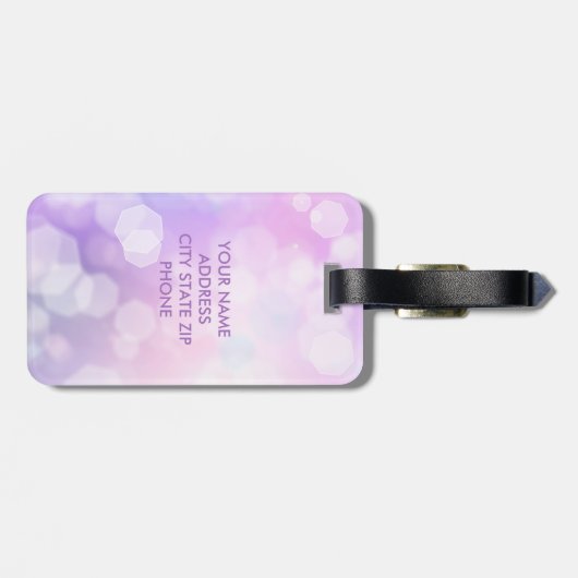 Glamoureus Paarse Sparkle Bokeh - Monogrammen Bagagelabel (Achterkant horizontaal)