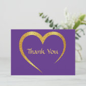 Glamoureus Paarse & Zwart Huwelijk Bedankkaart (Staand voorkant)