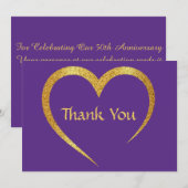 Glamoureus Paarse & Zwart Huwelijk Bedankkaart (Voorkant / Achterkant)