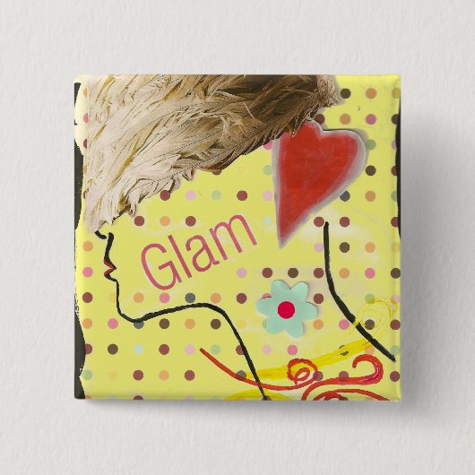 Glamoureus Pet "Glam" Vierkante Button 5,1 Cm (Voorkant)