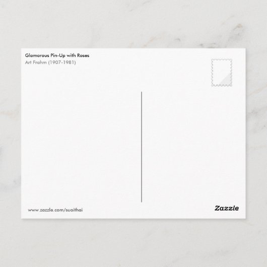 Glamoureus Pin-Up met Rozen Briefkaart (Achterkant)