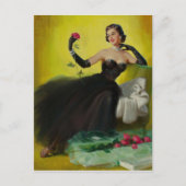 Glamoureus Pin-Up met Rozen Briefkaart (Voorkant)
