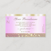 Glamoureus Pink and Gold Sparking Glitter Monogram Visitekaartje (Achterkant)
