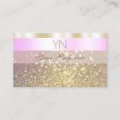 Glamoureus Pink and Gold Sparking Glitter Monogram Visitekaartje (Voorkant)
