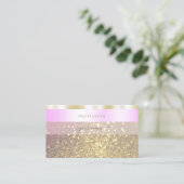 Glamoureus Pink and Gold Sparking Glitter Shimmery Visitekaartje (Staand voorkant)