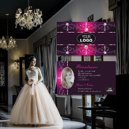 Glamoureus Pink Burgundy  Borders Logo & Foto Visitekaartje