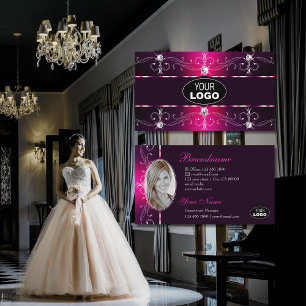 Glamoureus Pink Burgundy  Borders Logo & Foto Visitekaartje