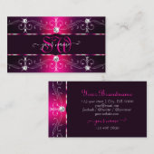 Glamoureus Pink Burgundy  Borders Monogram Visitekaartje (Voorkant / Achterkant)