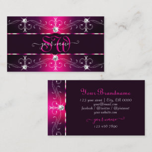 Glamoureus Pink Burgundy  Borders Monogram Visitekaartje