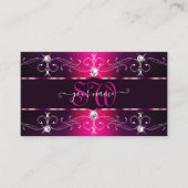 Glamoureus Pink Burgundy  Borders Monogram Visitekaartje (Voorkant)